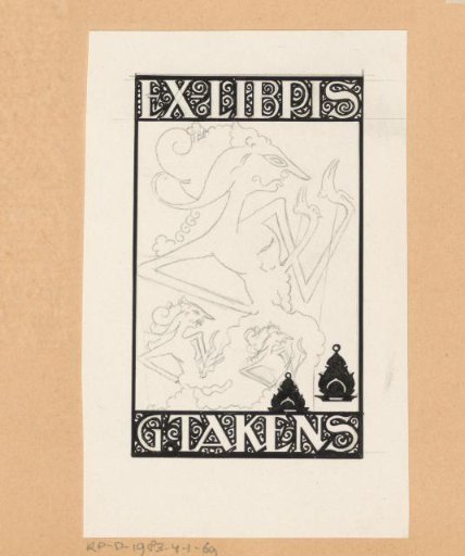 Design drawing for an ex libris of G. Takens