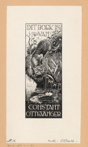 Design drawing for an ex libris of Constant Ottevanger