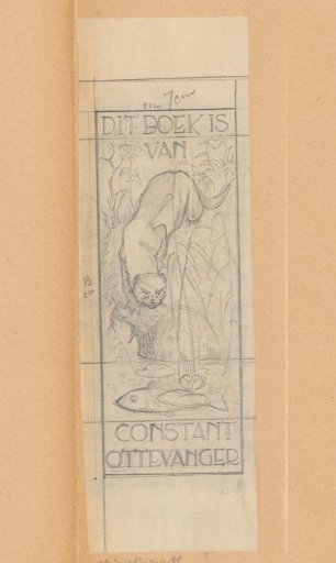 Design drawing for an ex libris of Constant Ottevanger