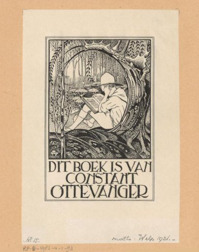 Design drawing for an ex libris of Constant Ottevanger