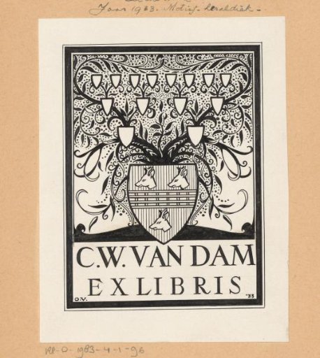 Design drawing for an ex libris of C.W. van Dam