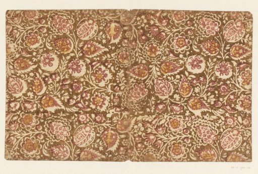 Sheet with scrolls with flowers and fruits