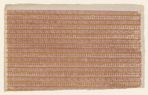 Sheet with a band pattern of meander and ornamental border