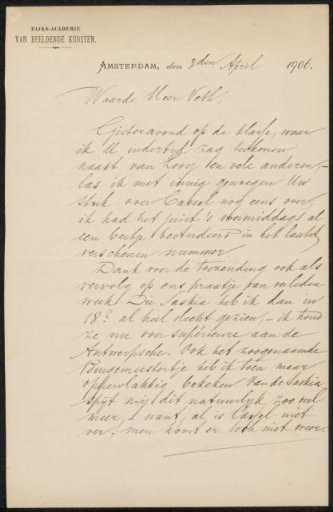 Letter to Jan Veth