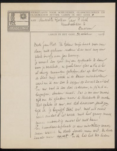 Letter to Jan Veth