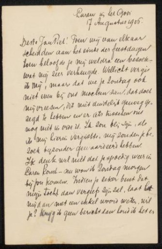 Letter to Jan Veth