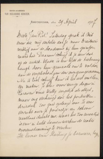 Letter to Jan Veth