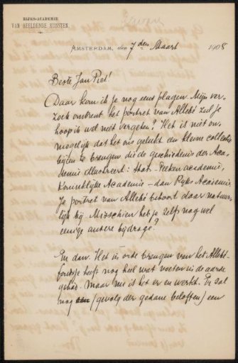 Letter to Jan Veth