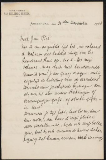 Letter to Jan Veth