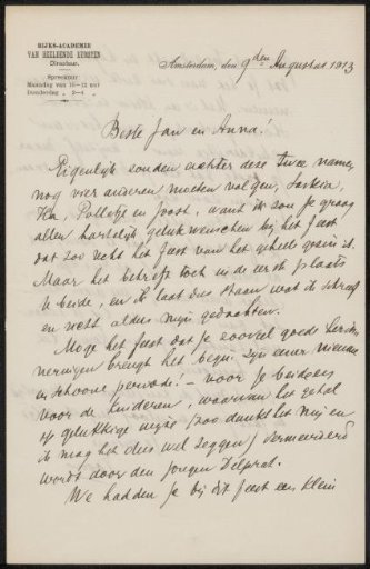 Letter to Jan Veth and Anna Dorothea Dirks