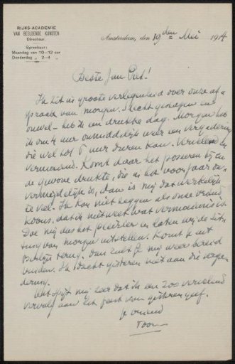 Letter to Jan Veth