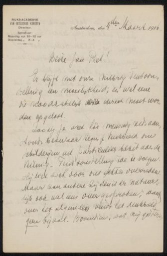 Letter to Jan Veth