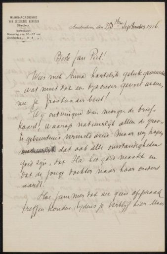 Letter to Jan Veth