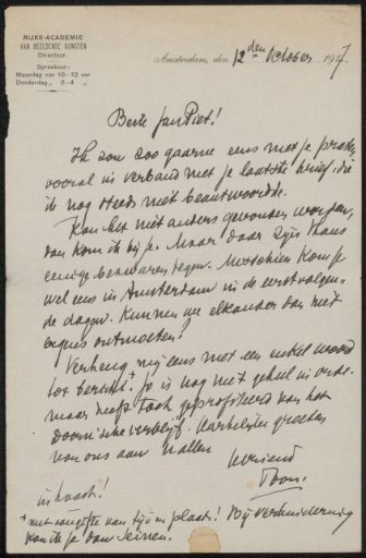 Letter to Jan Veth