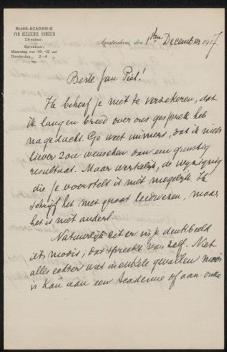 Letter to Jan Veth