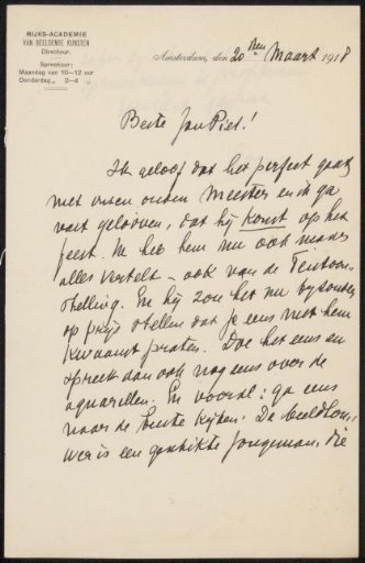 Letter to Jan Veth