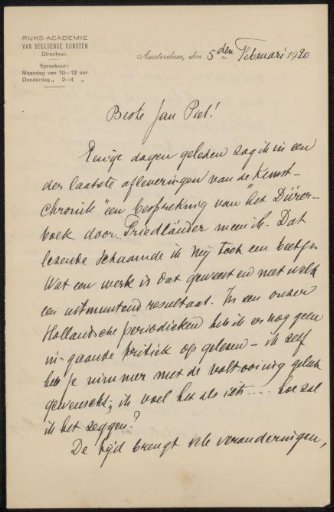 Letter to Jan Veth