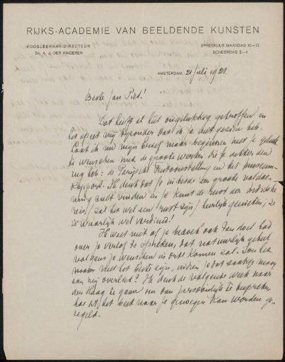 Letter to Jan Veth