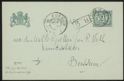 Postcard to Jan Veth