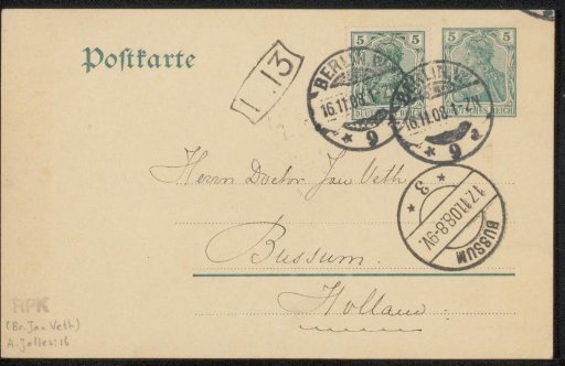 Postcard to Jan Veth