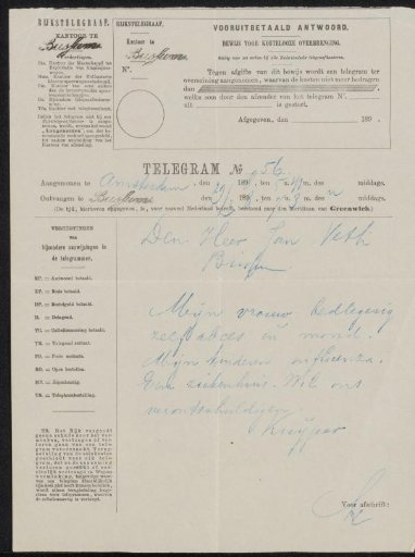 Telegram to Jan Veth