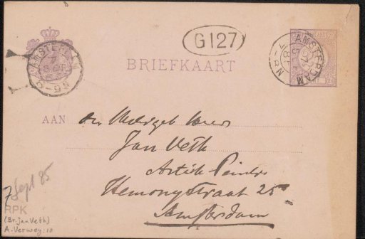 Postcard to Jan Veth