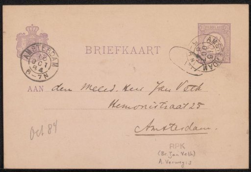 Postcard to Jan Veth