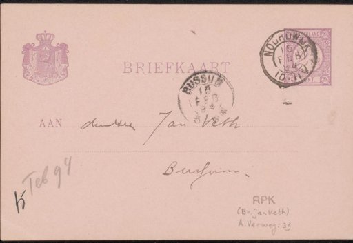 Postcard to Jan Veth