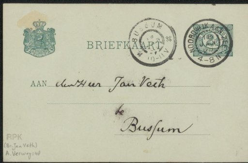 Postcard to Jan Veth