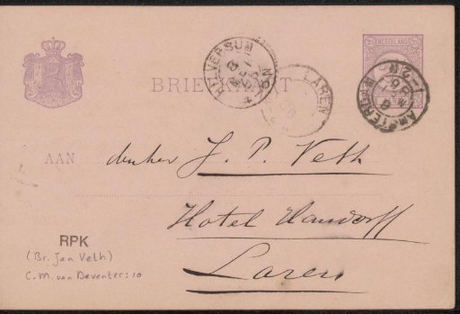 Postcard to Jan Veth