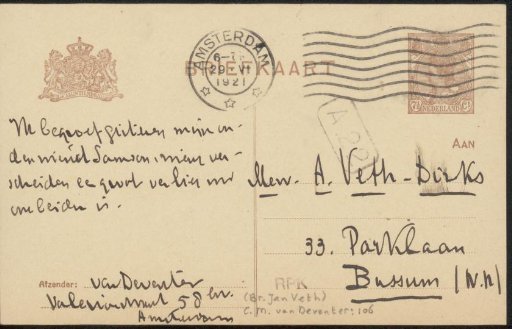 Postcard to Anna Dorothea Dirks