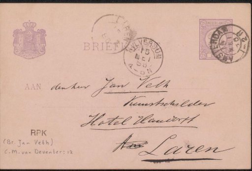 Postcard to Jan Veth