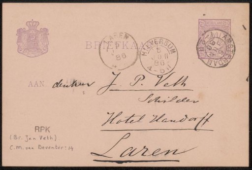 Postcard to Jan Veth