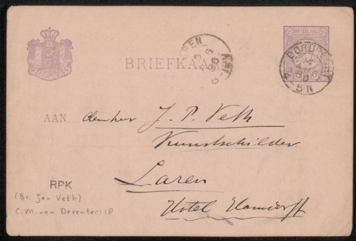 Postcard to Jan Veth