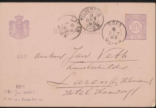 Postcard to Jan Veth