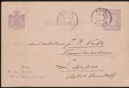 Postcard to Jan Veth