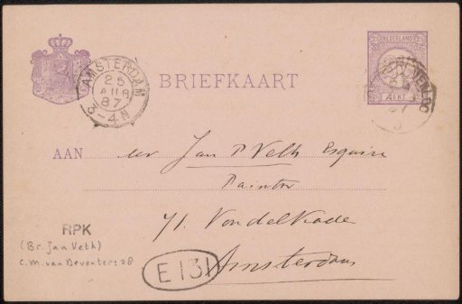 Postcard to Jan Veth