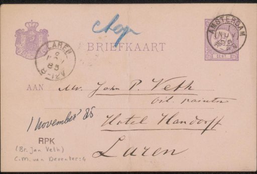 Postcard to Jan Veth
