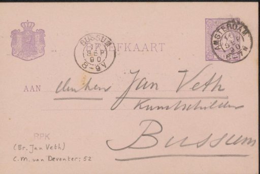 Postcard to Jan Veth