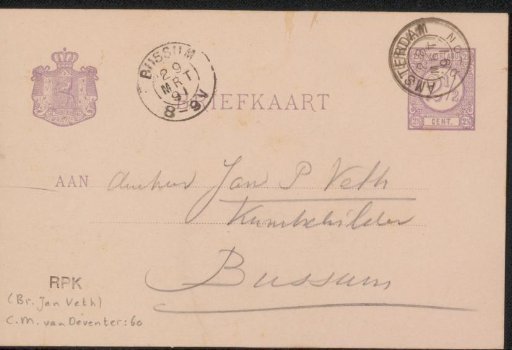 Postcard to Jan Veth