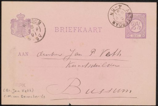 Postcard to Jan Veth
