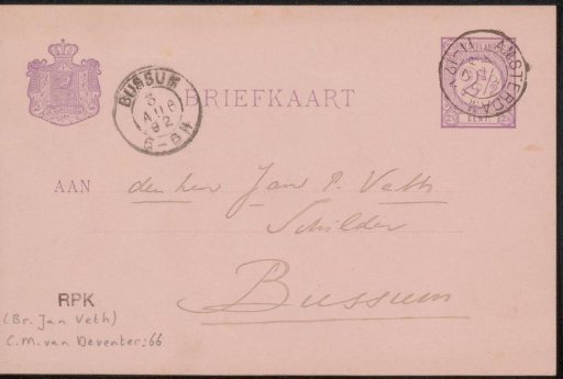 Postcard to Jan Veth