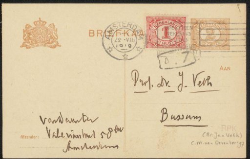 Postcard to Jan Veth