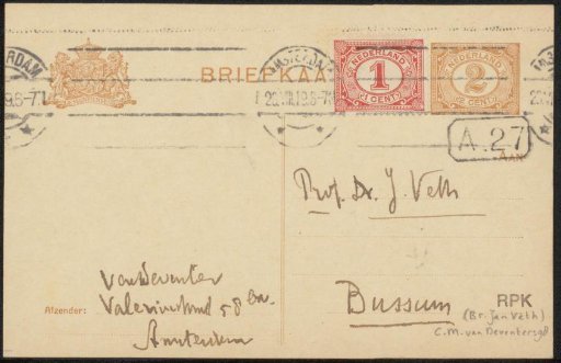 Postcard to Jan Veth