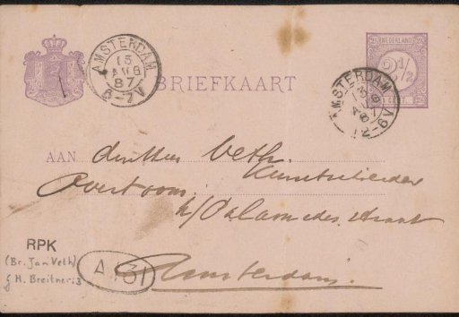 Postcard to Jan Veth