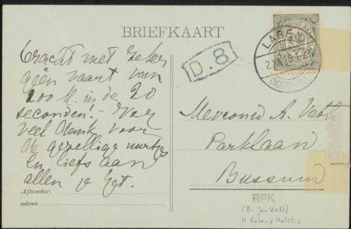 Postcard to Anna Dorothea Dirks