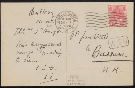 Postcard to Jan Veth
