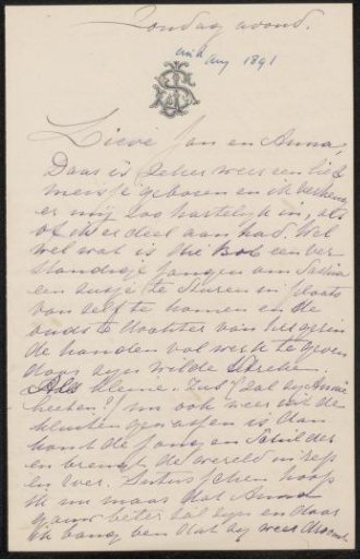 Letter to Jan Veth and Anna Dorothea Dirks