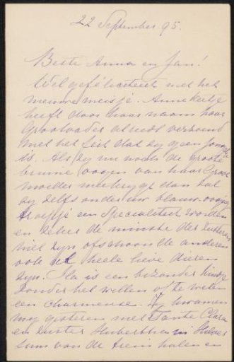 Letter to Anna Dorothea Dirks and Jan Veth