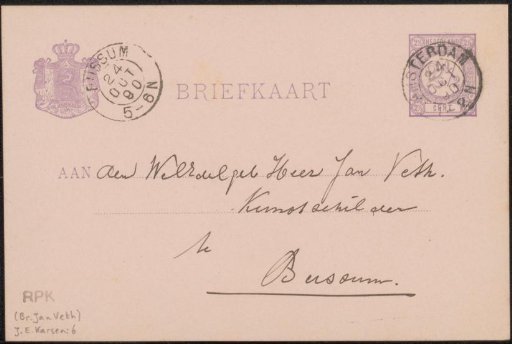 Postcard to Jan Veth